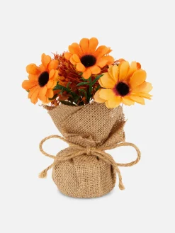 Arreglo De Flores Artificiales Con Jarrón De Yute