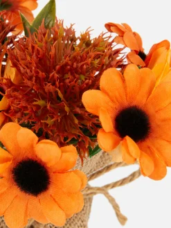 Arreglo De Flores Artificiales Con Jarrón De Yute