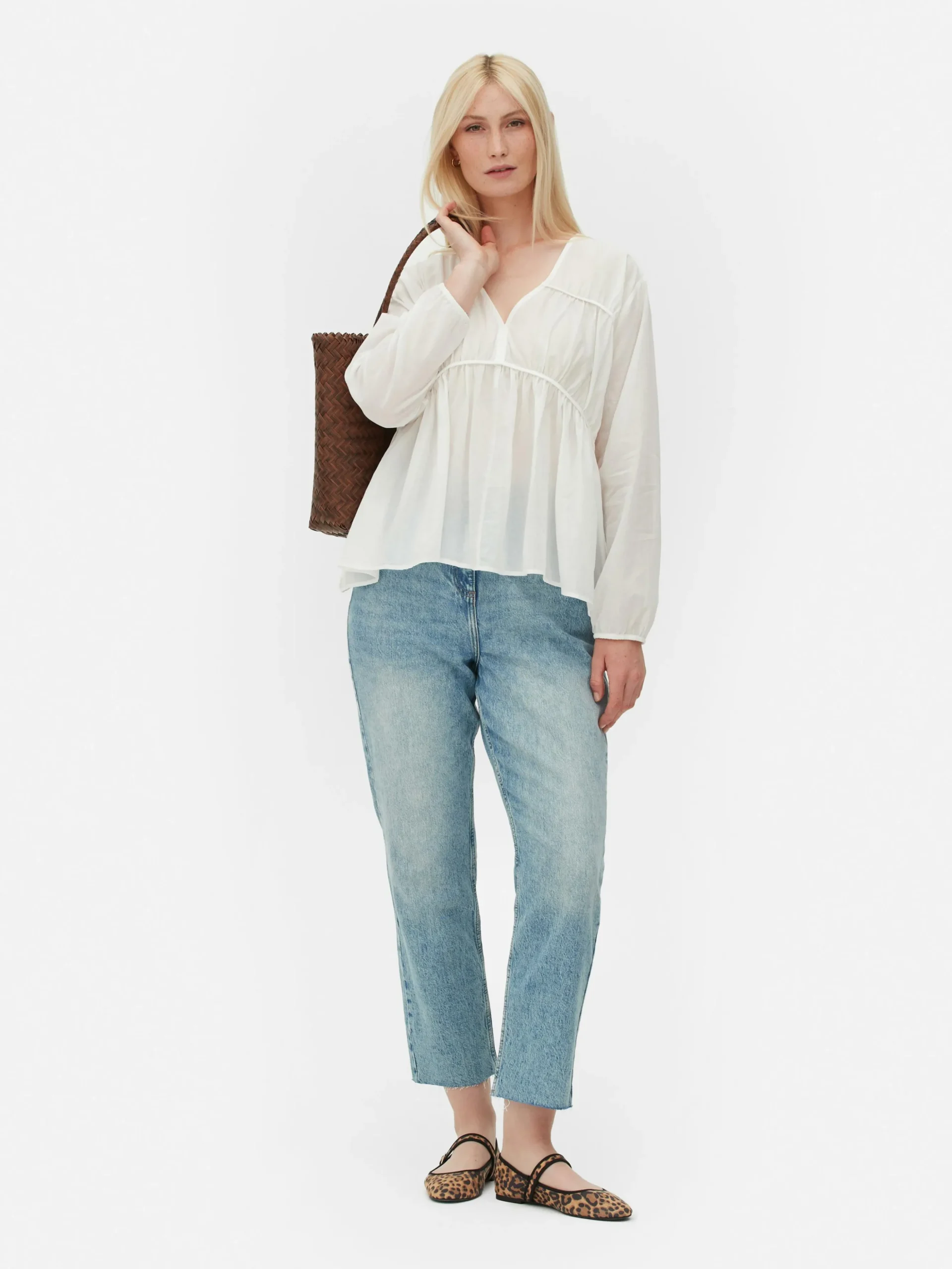 Blusa Drapeada De Gasa Con Vuelo