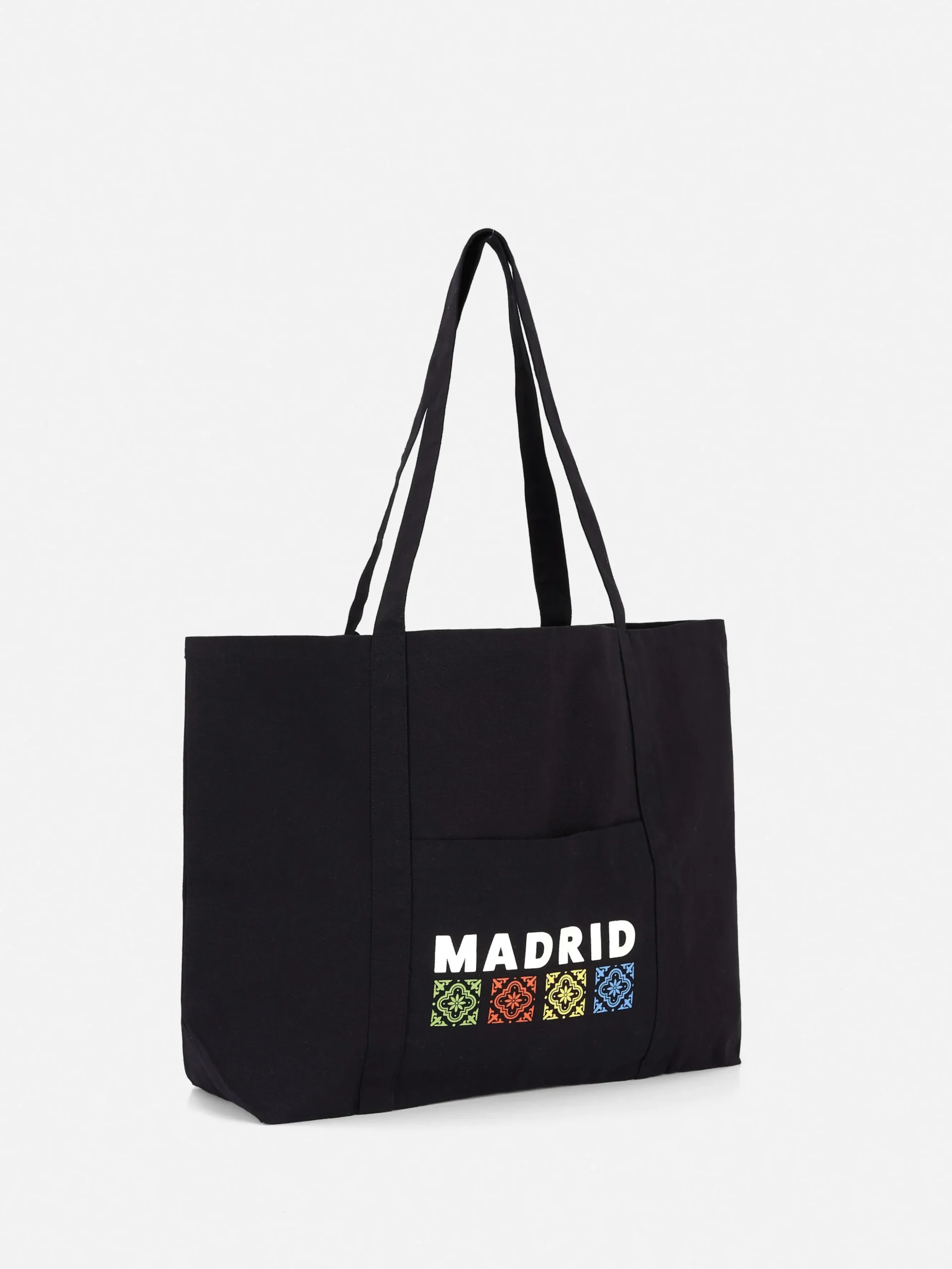 Bolso Shopper De Lona Extragrande Con Diseño Urbano