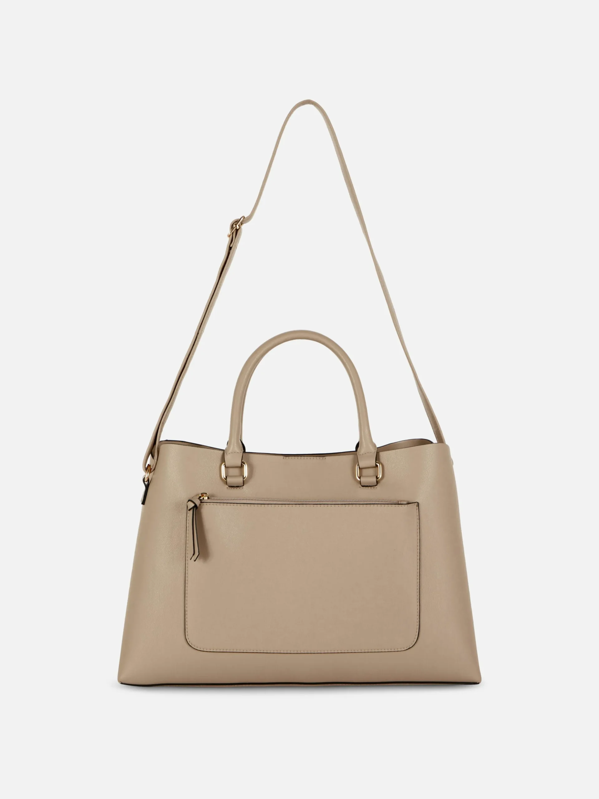 Bolso Tote De Piel Sintética Con Bolsillo