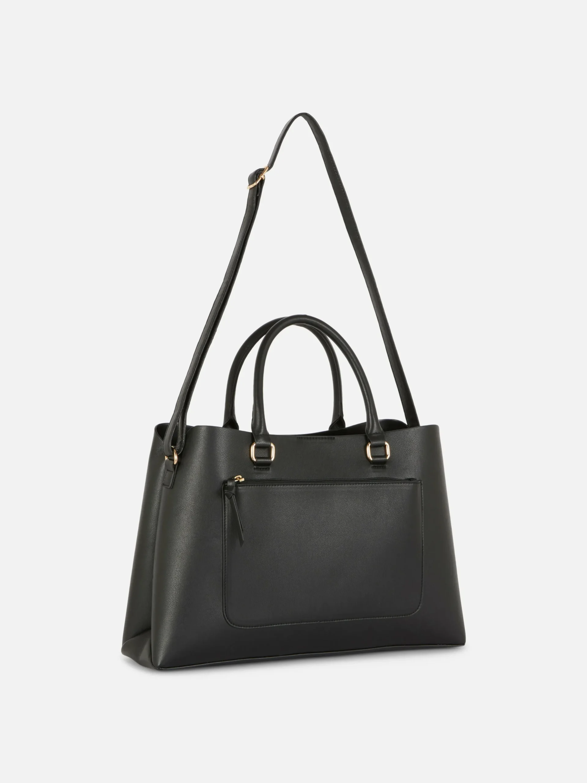 Bolso Tote De Piel Sintética Con Bolsillo