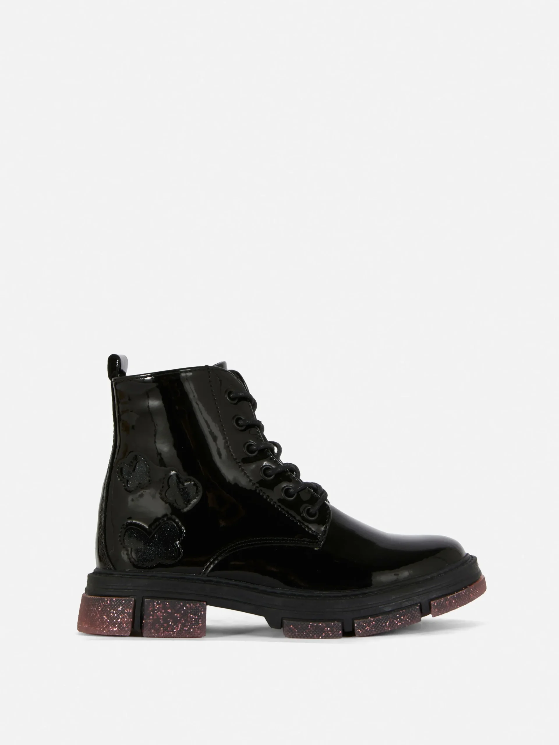 Botas De Charol Sintético Con Suela Brillante