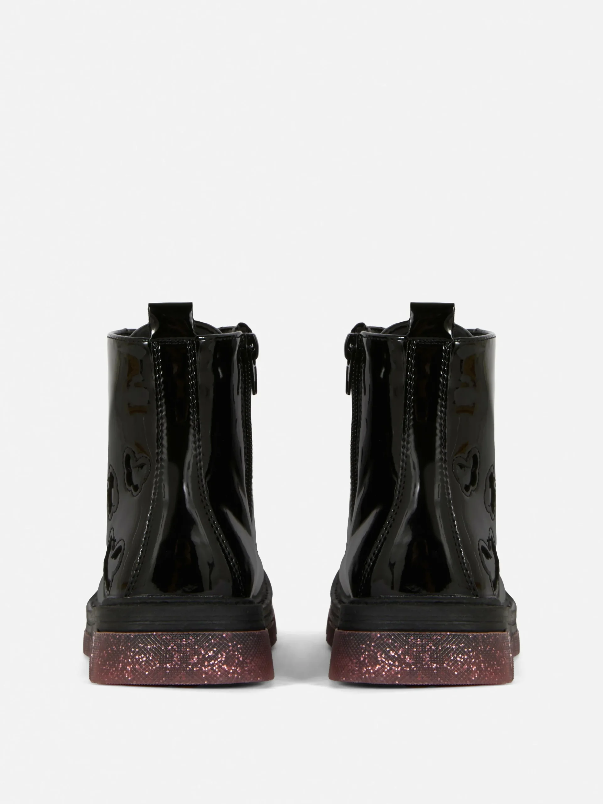 Botas De Charol Sintético Con Suela Brillante