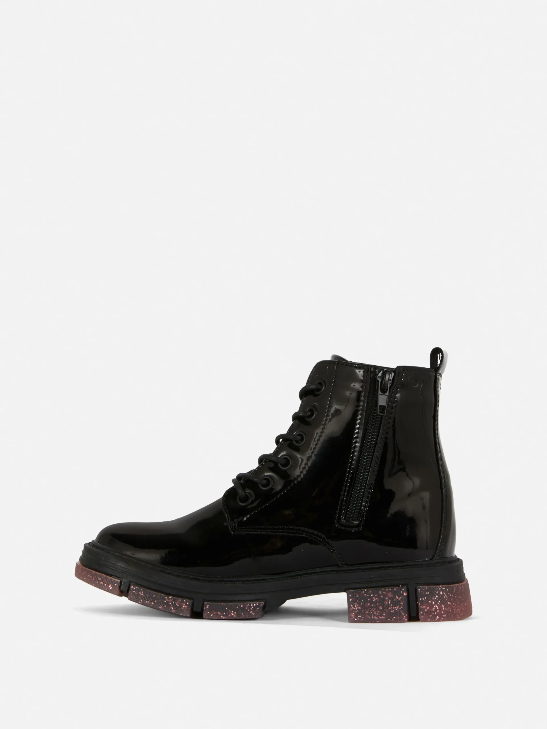 Botas De Charol Sintético Con Suela Brillante