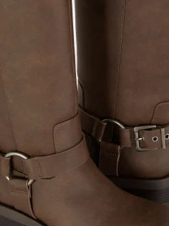 Botas De Motorista De Punta Cuadrada