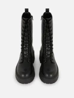 Botas Moteras Gruesas Con Cordones