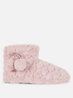 Botines De Pelo Con Pompones