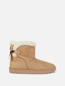 Botines De Pelo Sintético Con Detalle De Lazos