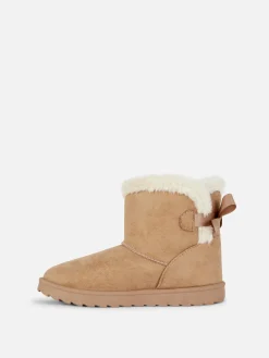 Botines De Pelo Sintético Con Detalle De Lazos