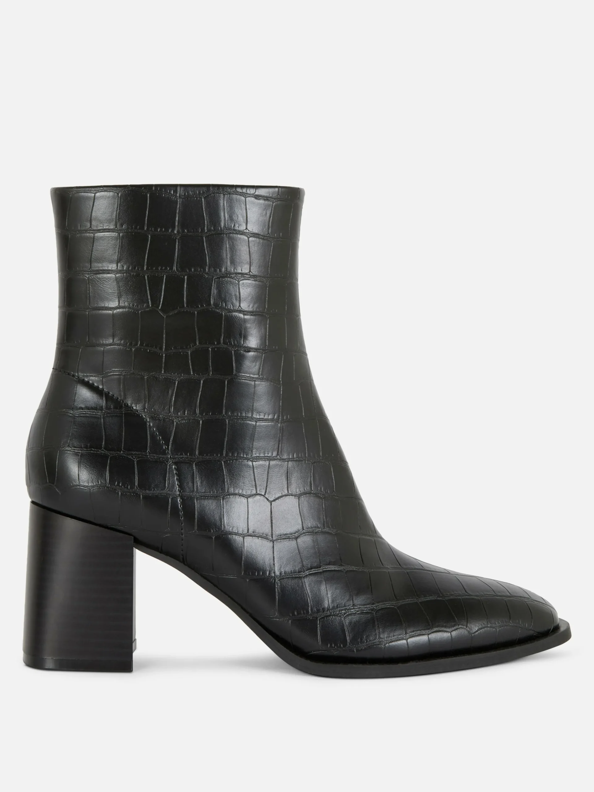 Botines De Tacón De Piel De Cocodrilo Sintética