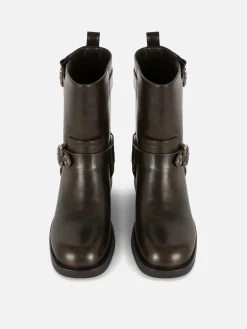 Botines Moteros De Piel Sintética