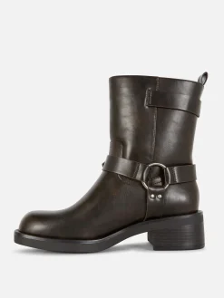 Botines Moteros De Piel Sintética
