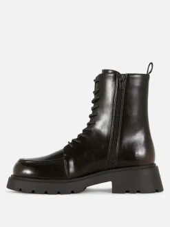 Botines Ribeteados Con Cordones