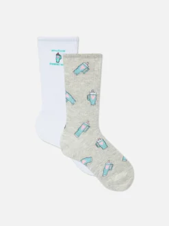 Calcetines Altos Con Gráfico De Taza De Viaje