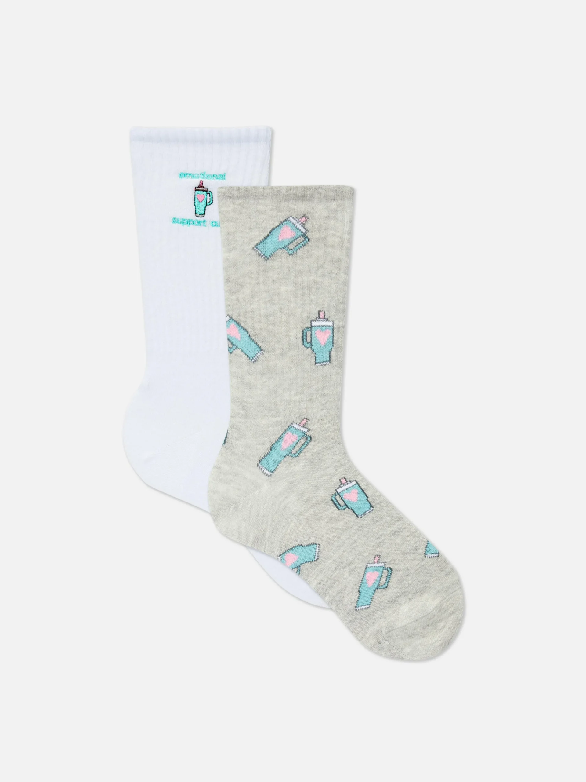 Calcetines Altos Con Gráfico De Taza De Viaje