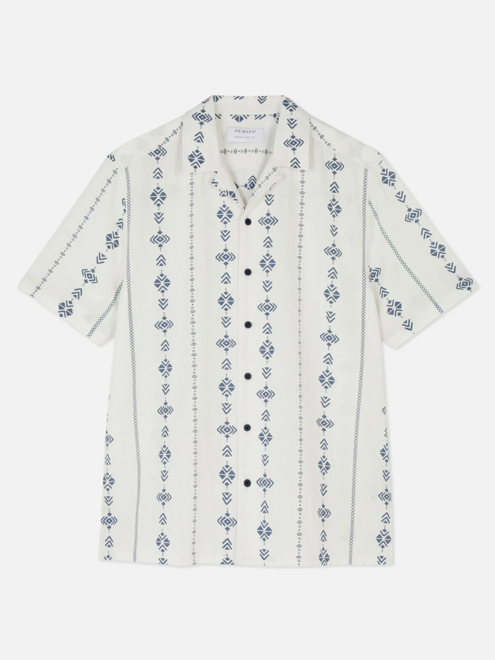 Camisa De Manga Corta Arrugada Con Diseño Geométrico