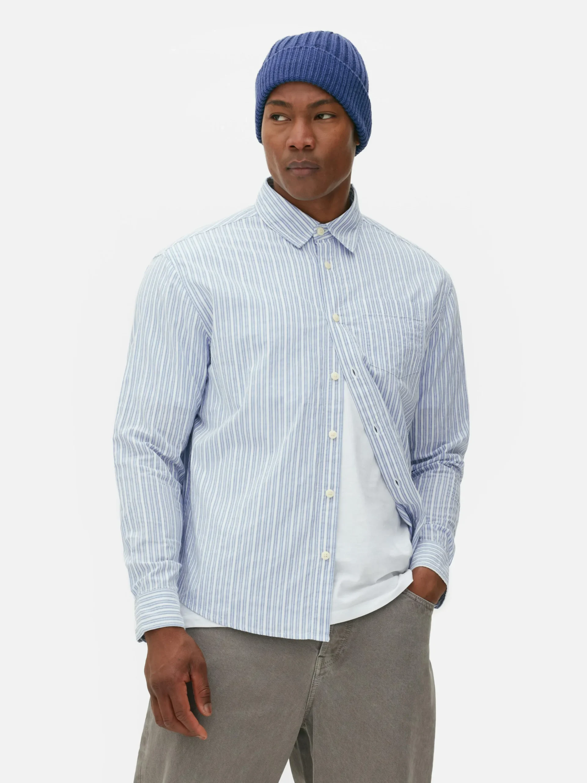 Camisa De Manga Larga De Jacquard A Rayas