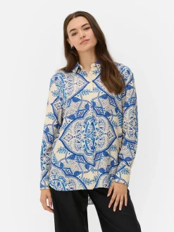 Camisa De Manga Larga Floral Abstracta
