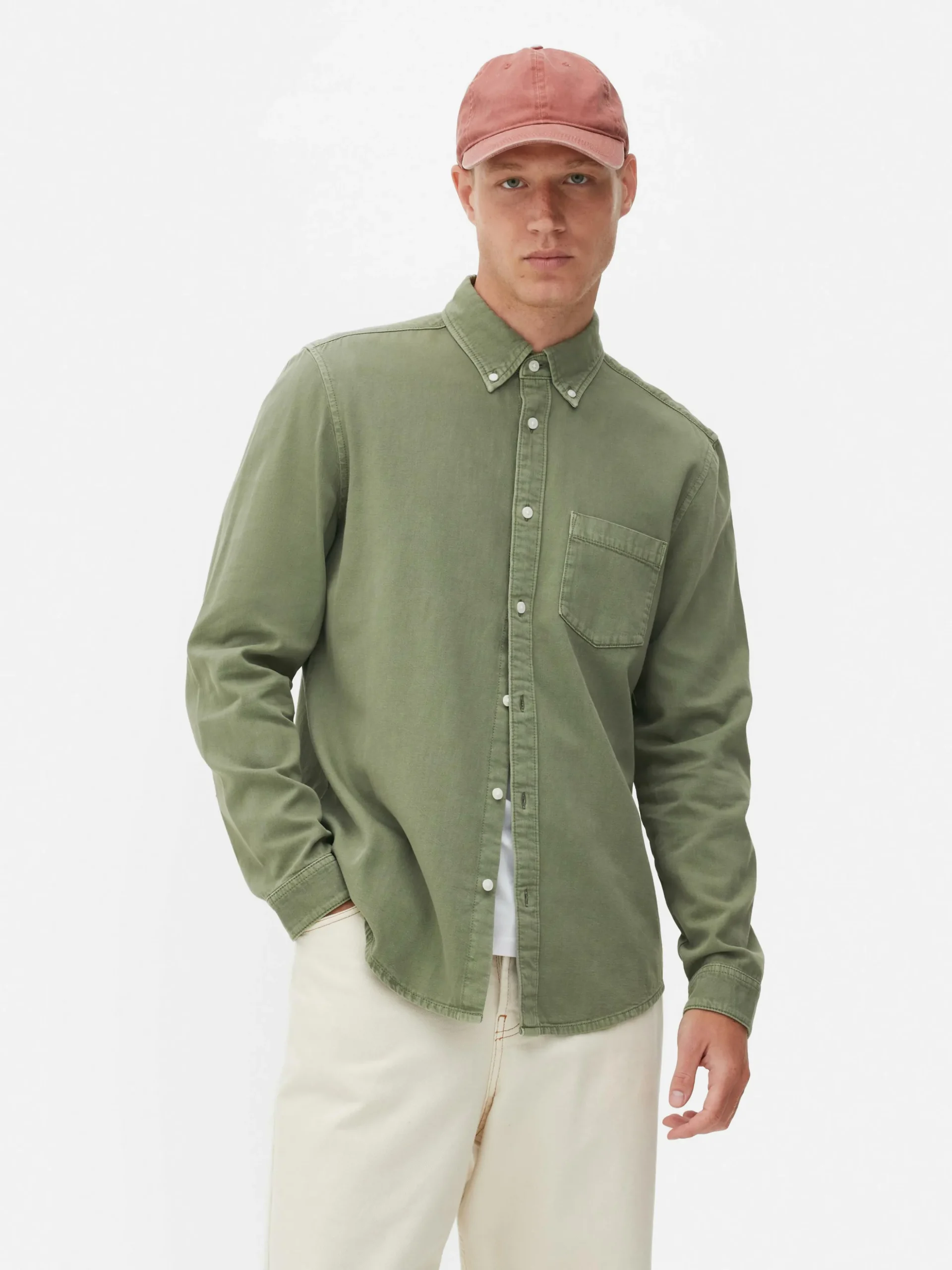 Camisa De Sarga De Algodón De Manga Larga