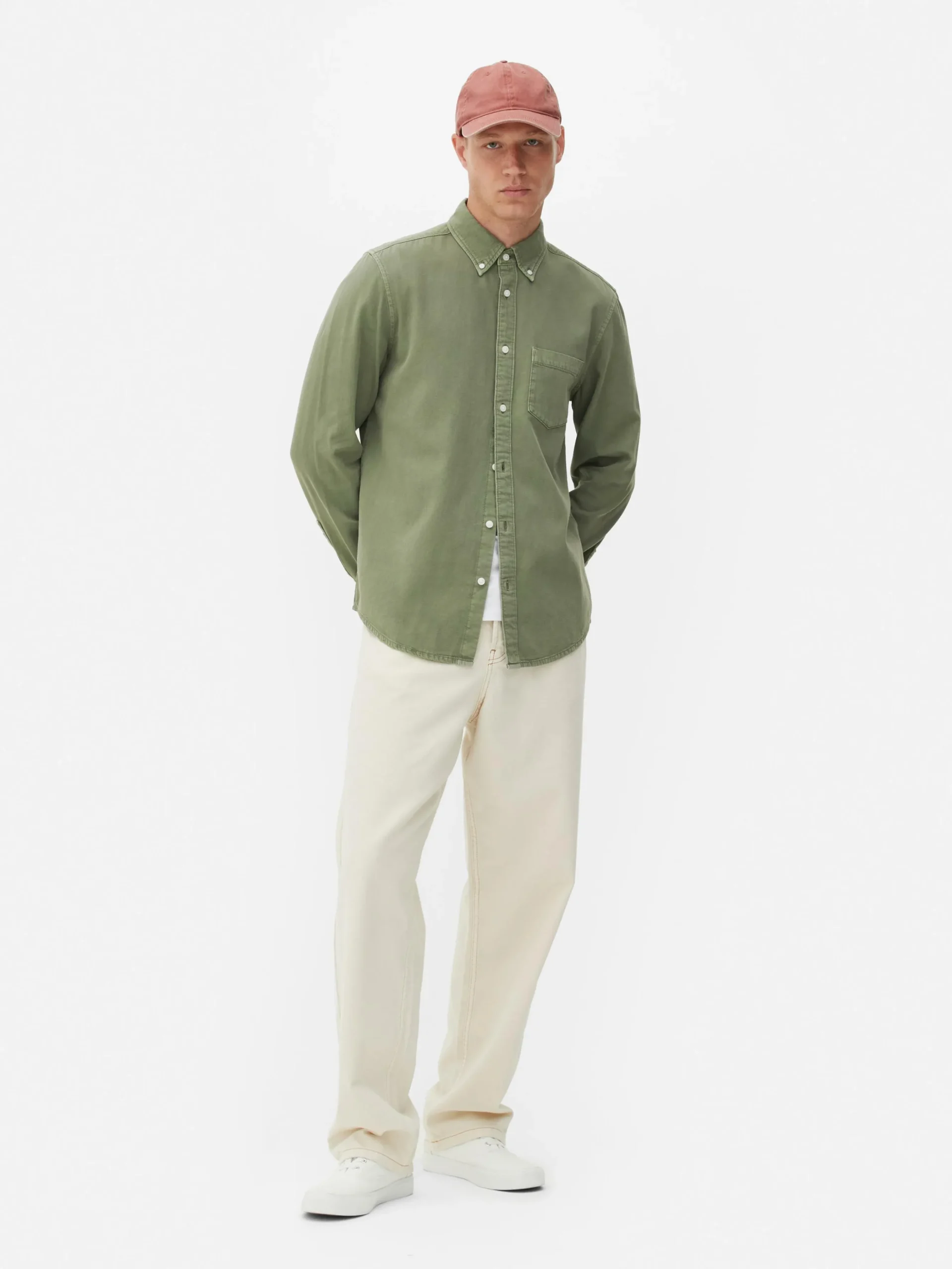 Camisa De Sarga De Algodón De Manga Larga