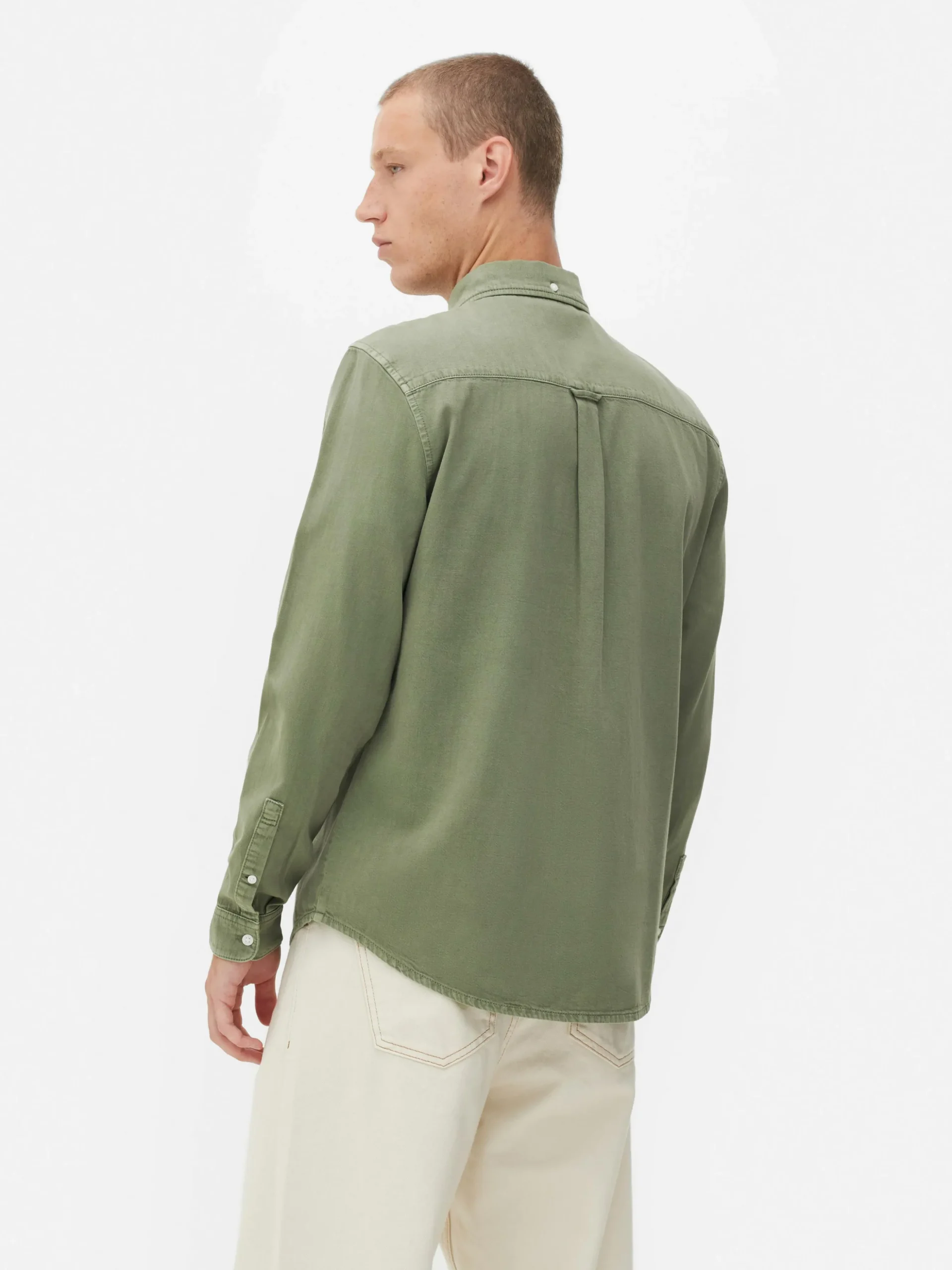 Camisa De Sarga De Algodón De Manga Larga