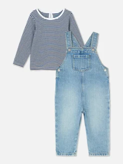 Camiseta A Rayas De Manga Larga Y Peto Vaquero