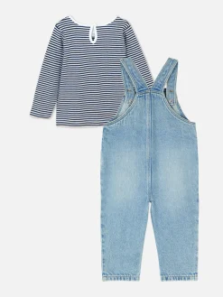 Camiseta A Rayas De Manga Larga Y Peto Vaquero