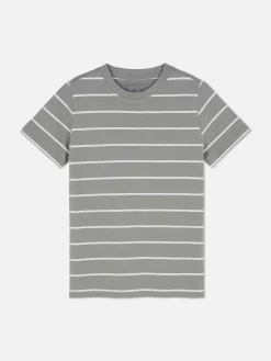 Camiseta De Cuello Redondo A Rayas