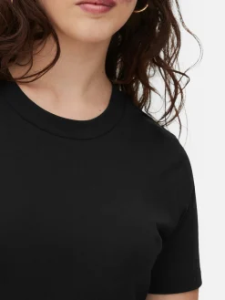 Camiseta De Cuello Redondo Y Corte Recto