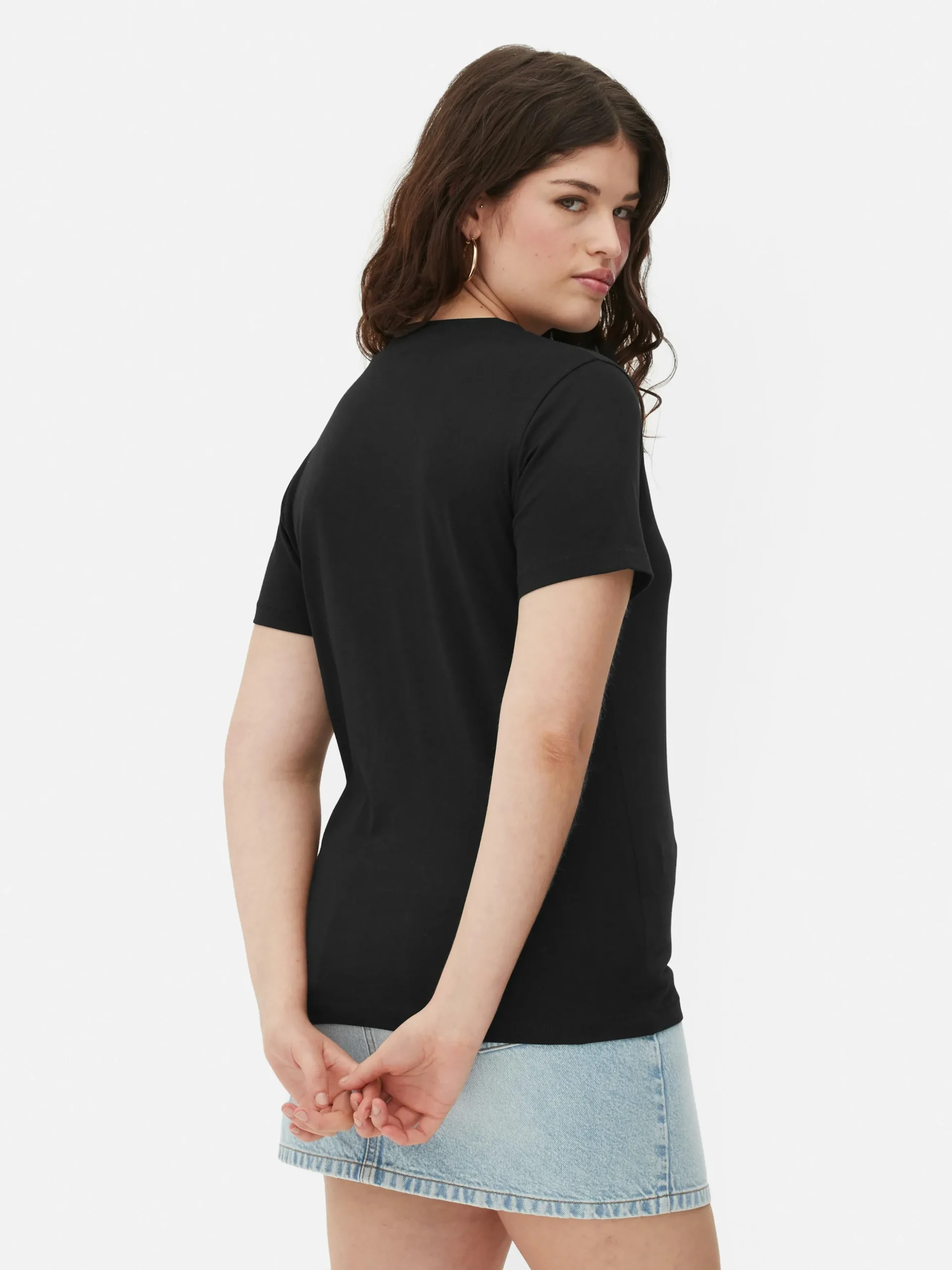 Camiseta De Cuello Redondo Y Corte Recto
