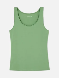 Camiseta Sin Mangas Elástica Básica De Escote Amplio