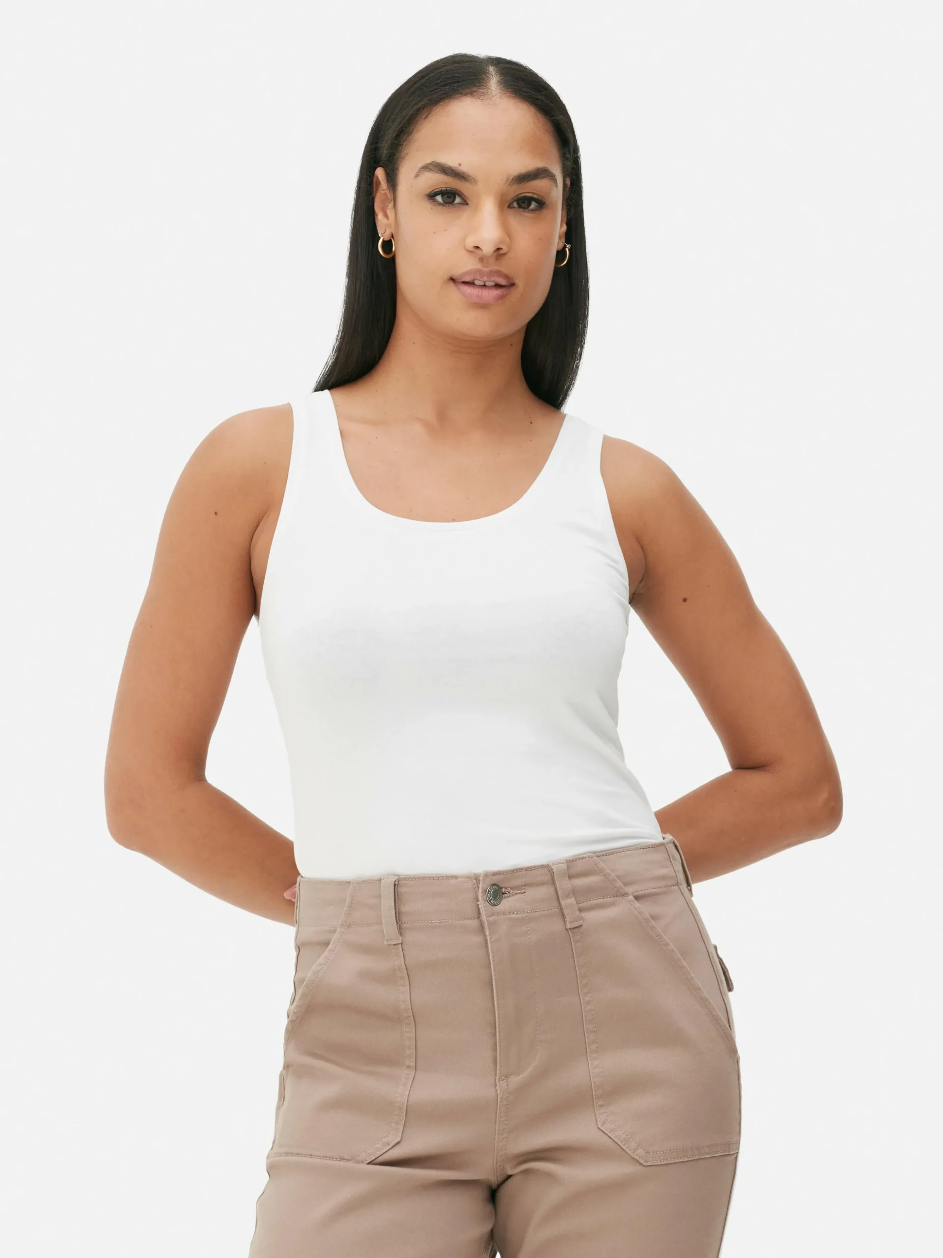 Camiseta Sin Mangas Elástica De Cuello Redondo