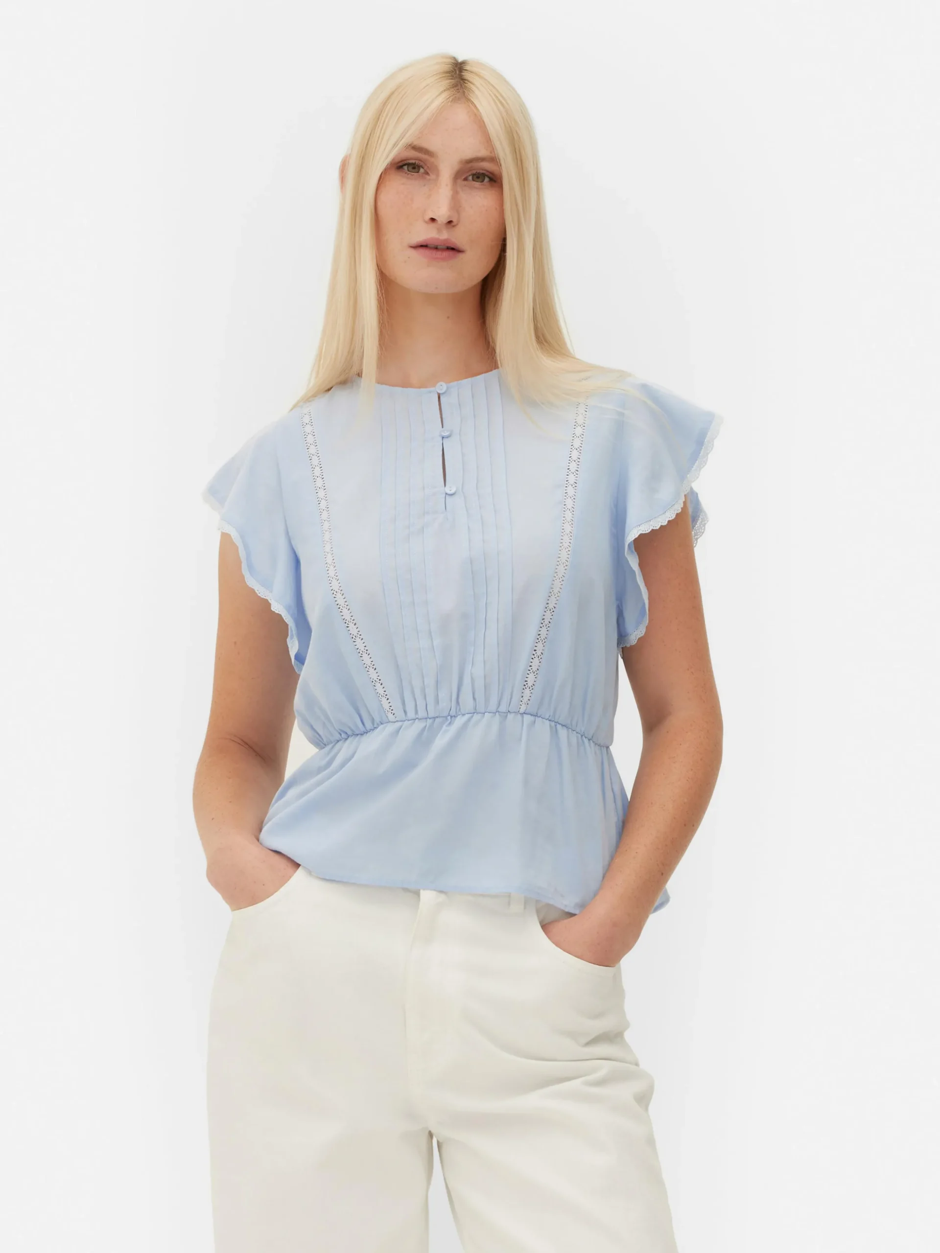 Camiseta Victoriana Sin Mangas Con Bordado Inglés