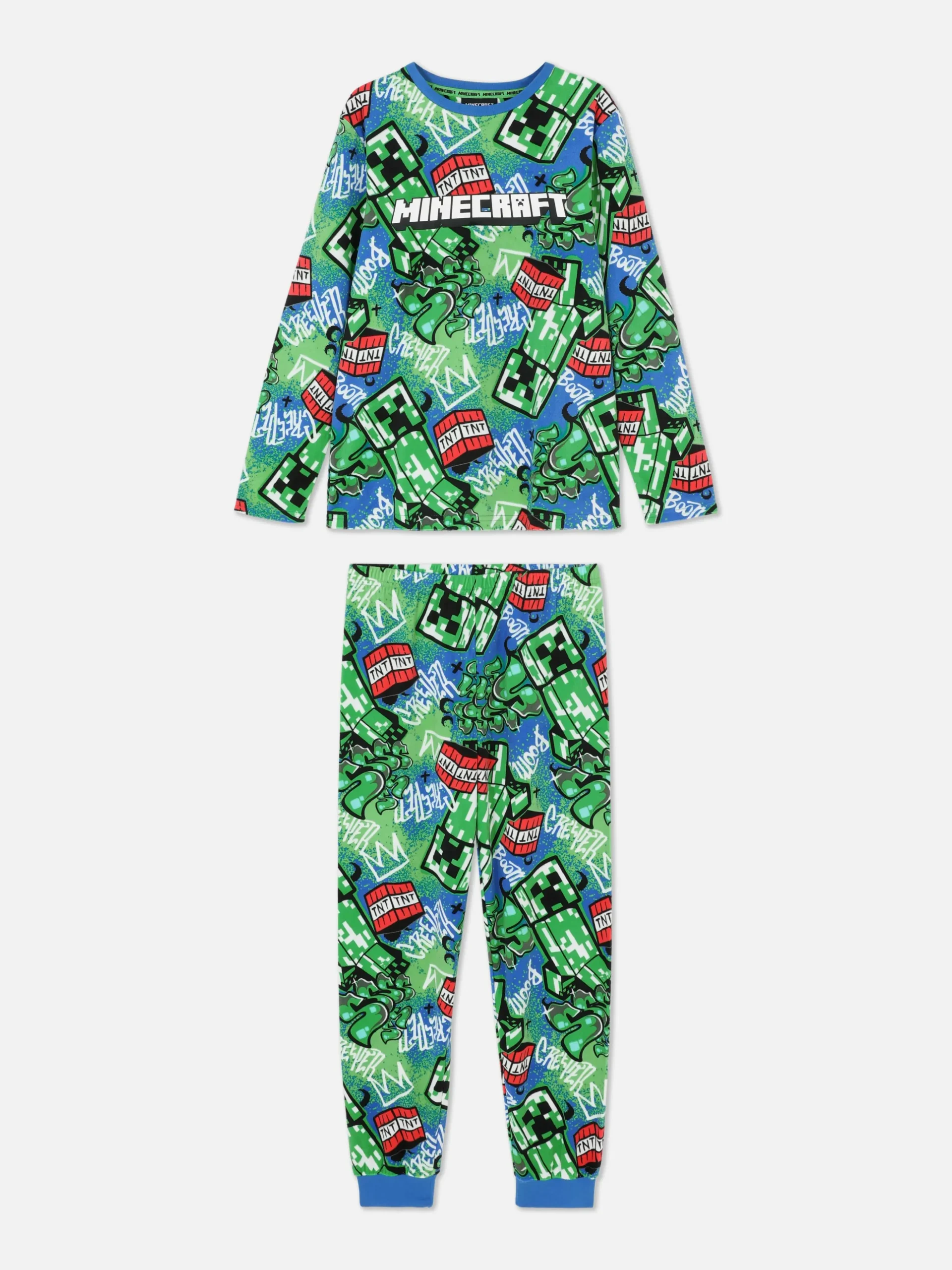Camiseta Y Pantalón De Pijama Con Grafitis Minecraft
