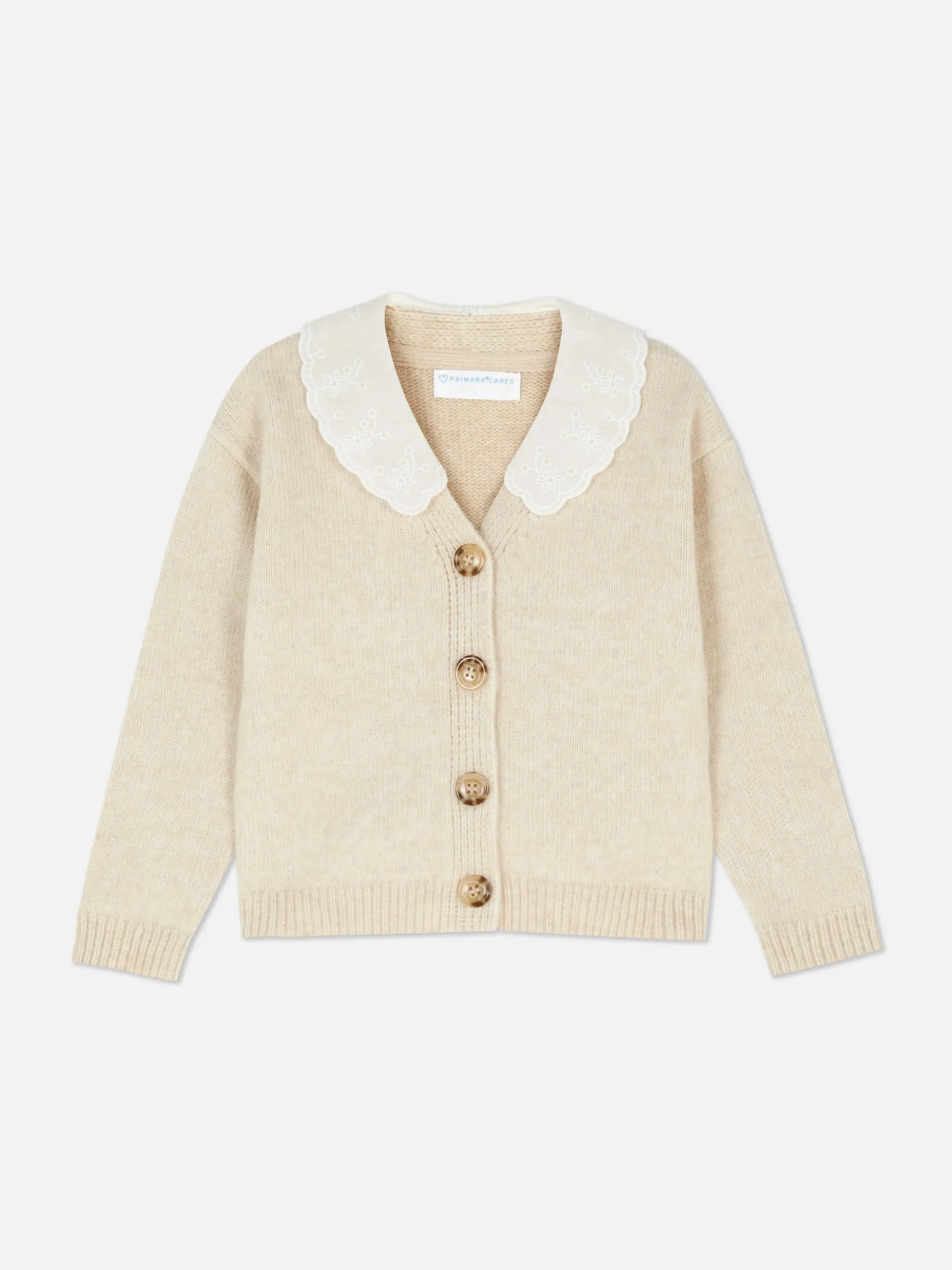Chaqueta De Punto Con Cuello Bordado