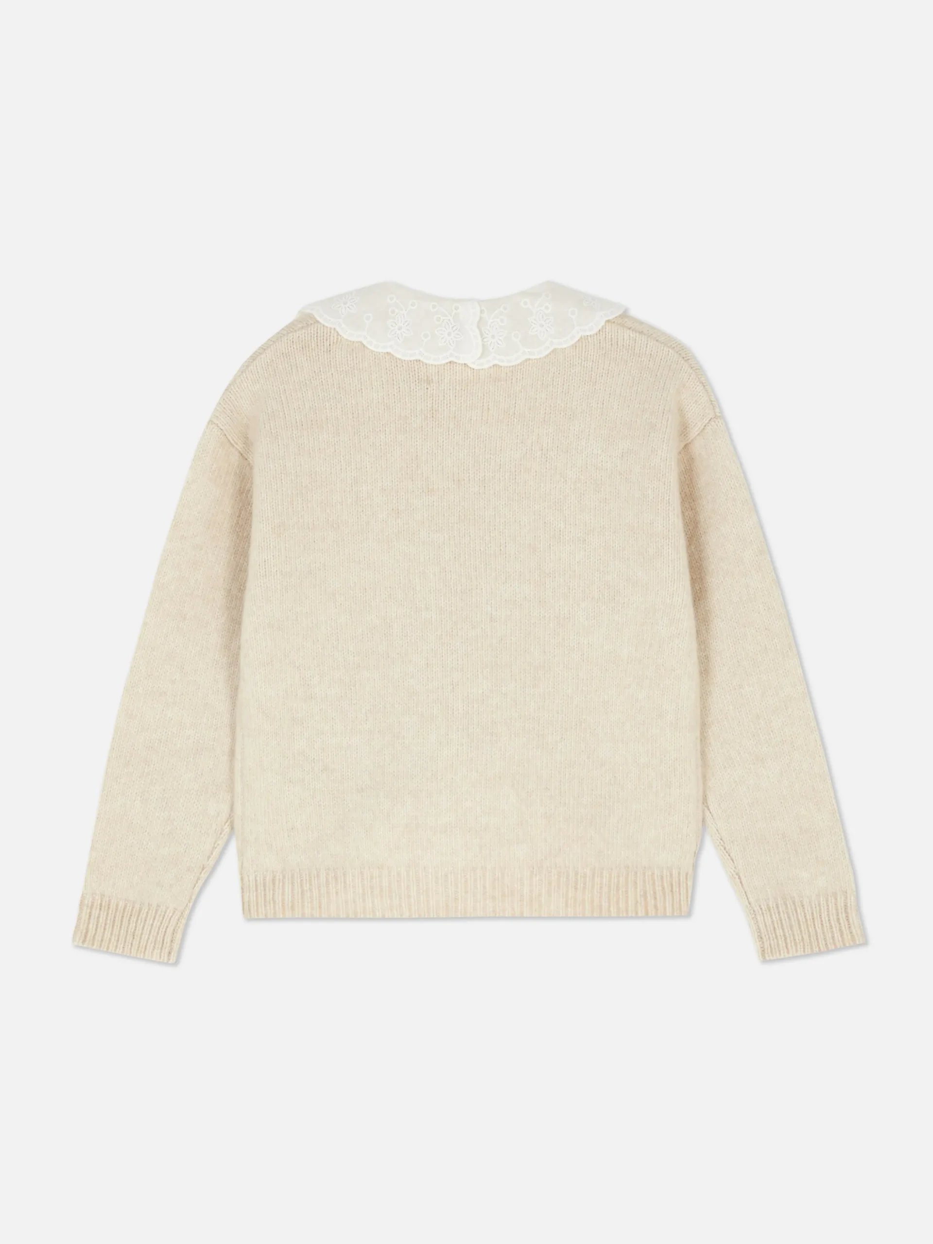 Chaqueta De Punto Con Cuello Bordado