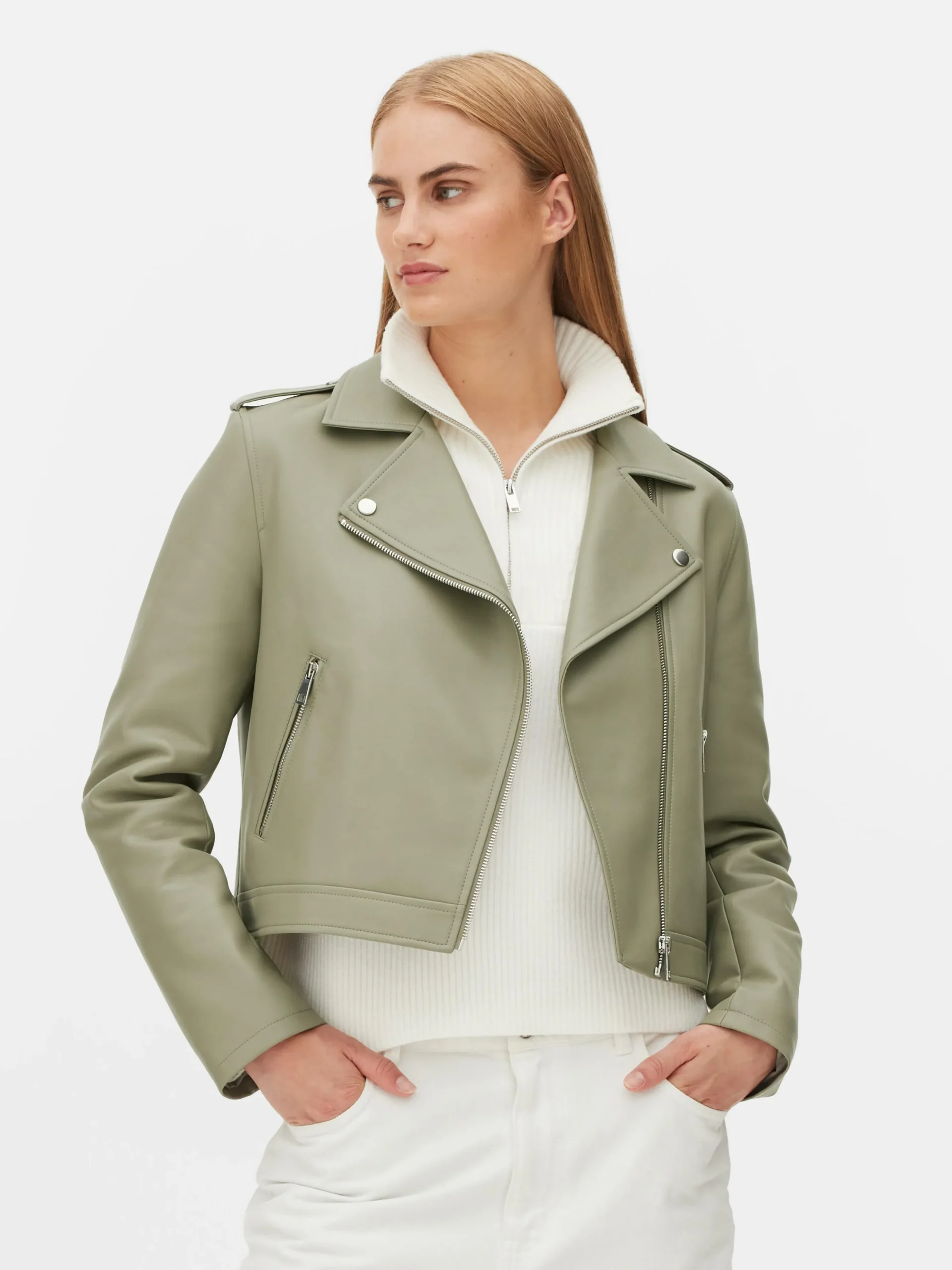 Chaqueta Motera Básica De Cuero Sintético