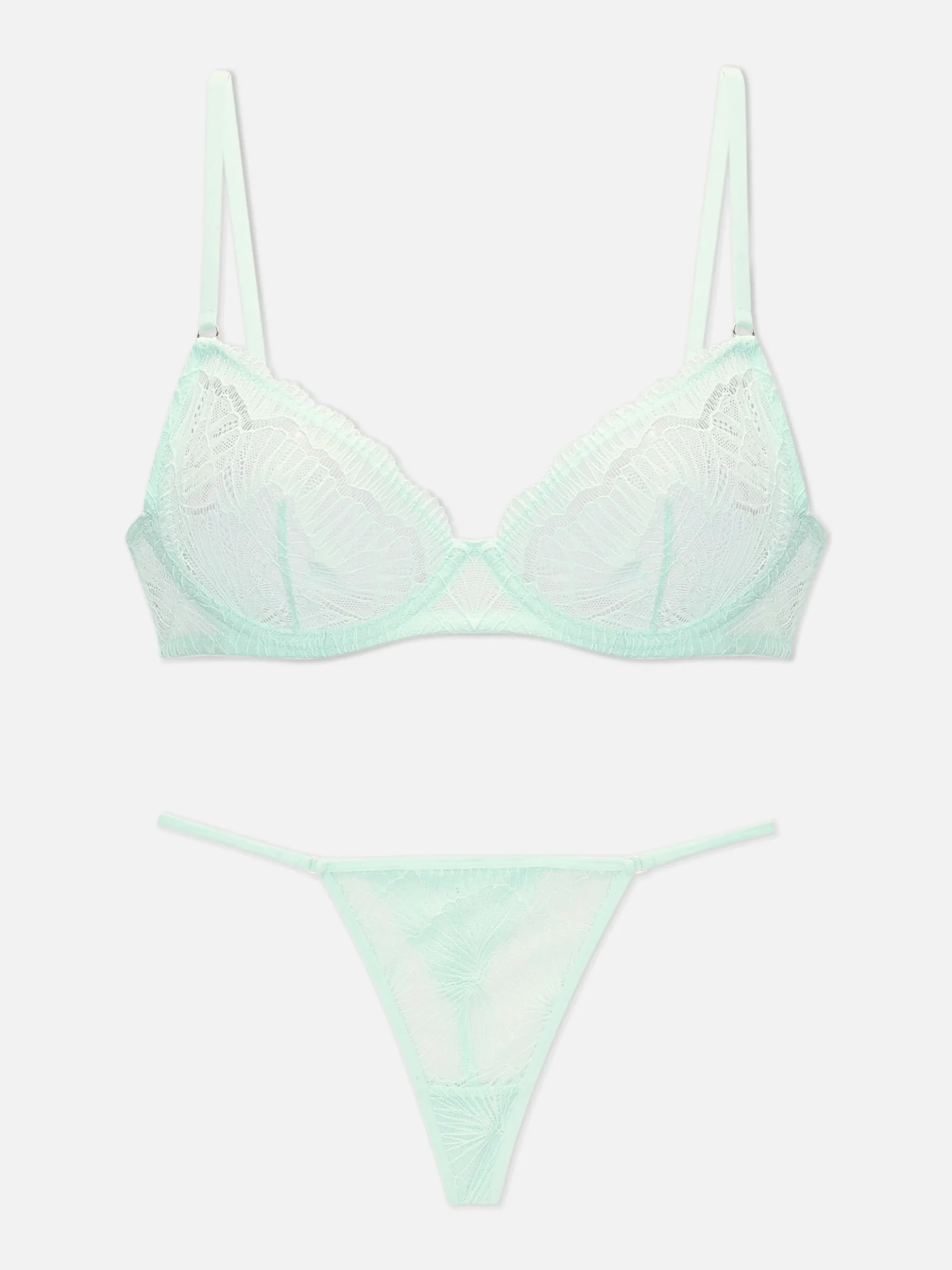 Conjunto De Sujetador De Encaje Sin Relleno Y Tanga
