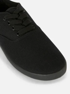 Deportivas De Lona Con Cordones
