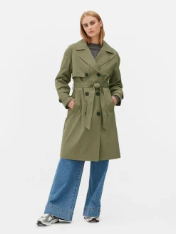 Gabardina De Doble Botonadura Con Cinturón