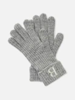 Guantes De Punto Acanalado Con Inicial Bordada