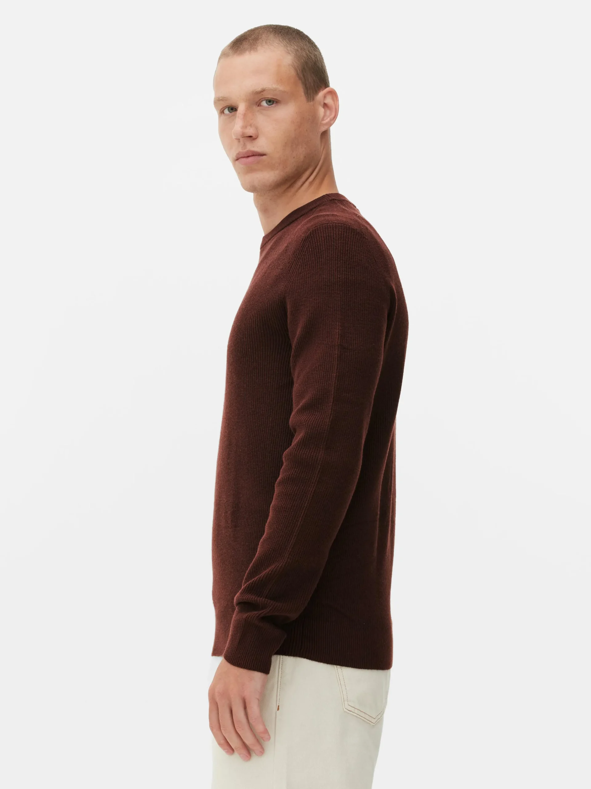 Jersey Acanalado Con Cuello Redondo