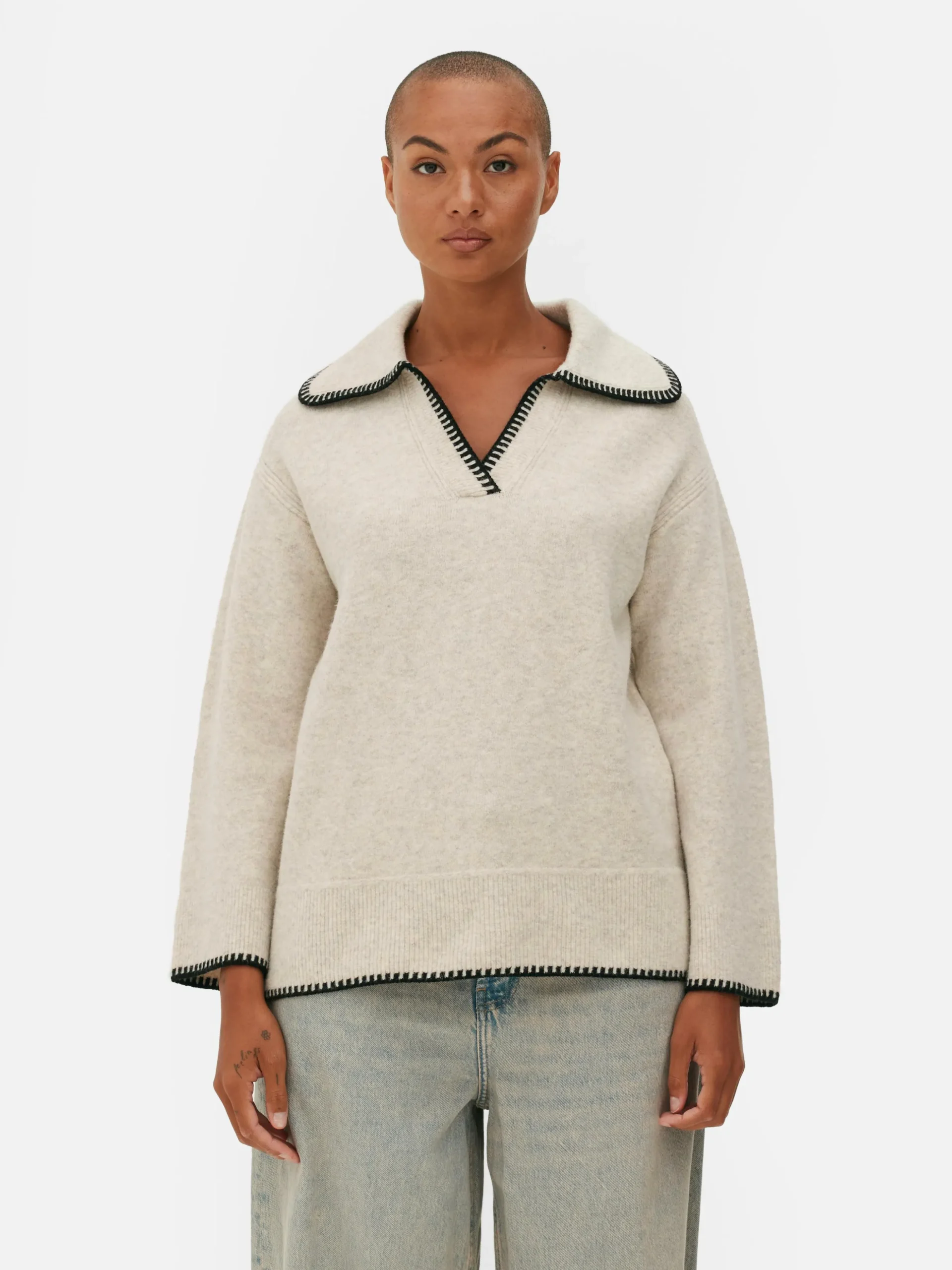 Jersey Con Cuello Pespunteado
