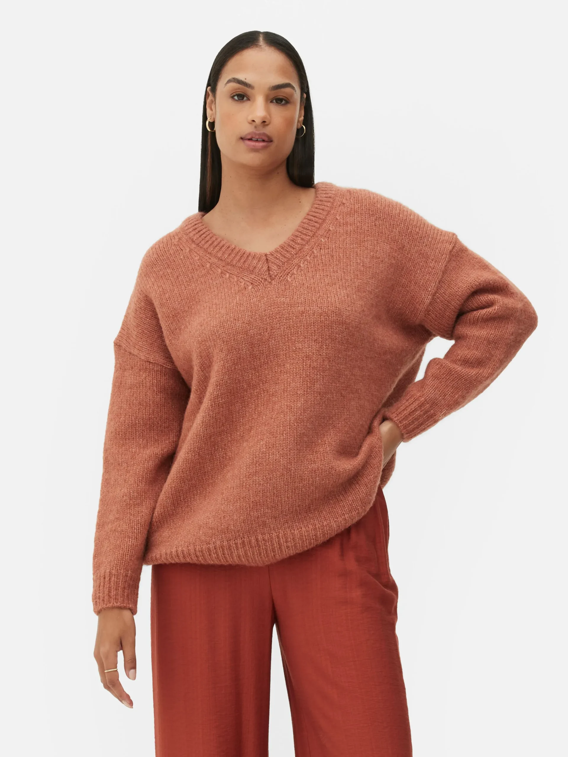 Jersey De Corte Recto Con Cuello De Pico