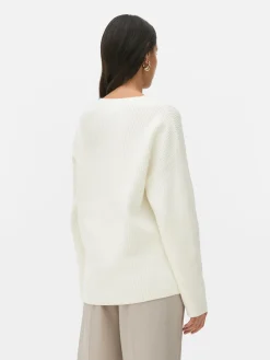 Jersey De Cuello Redondo Con Botones Decorativos