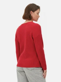 Jersey De Cuello Redondo Con Botones Decorativos