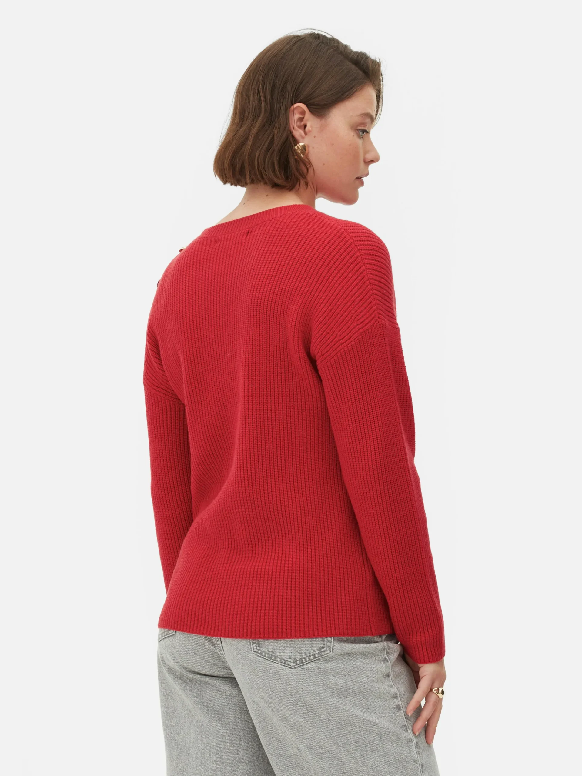 Jersey De Cuello Redondo Con Botones Decorativos