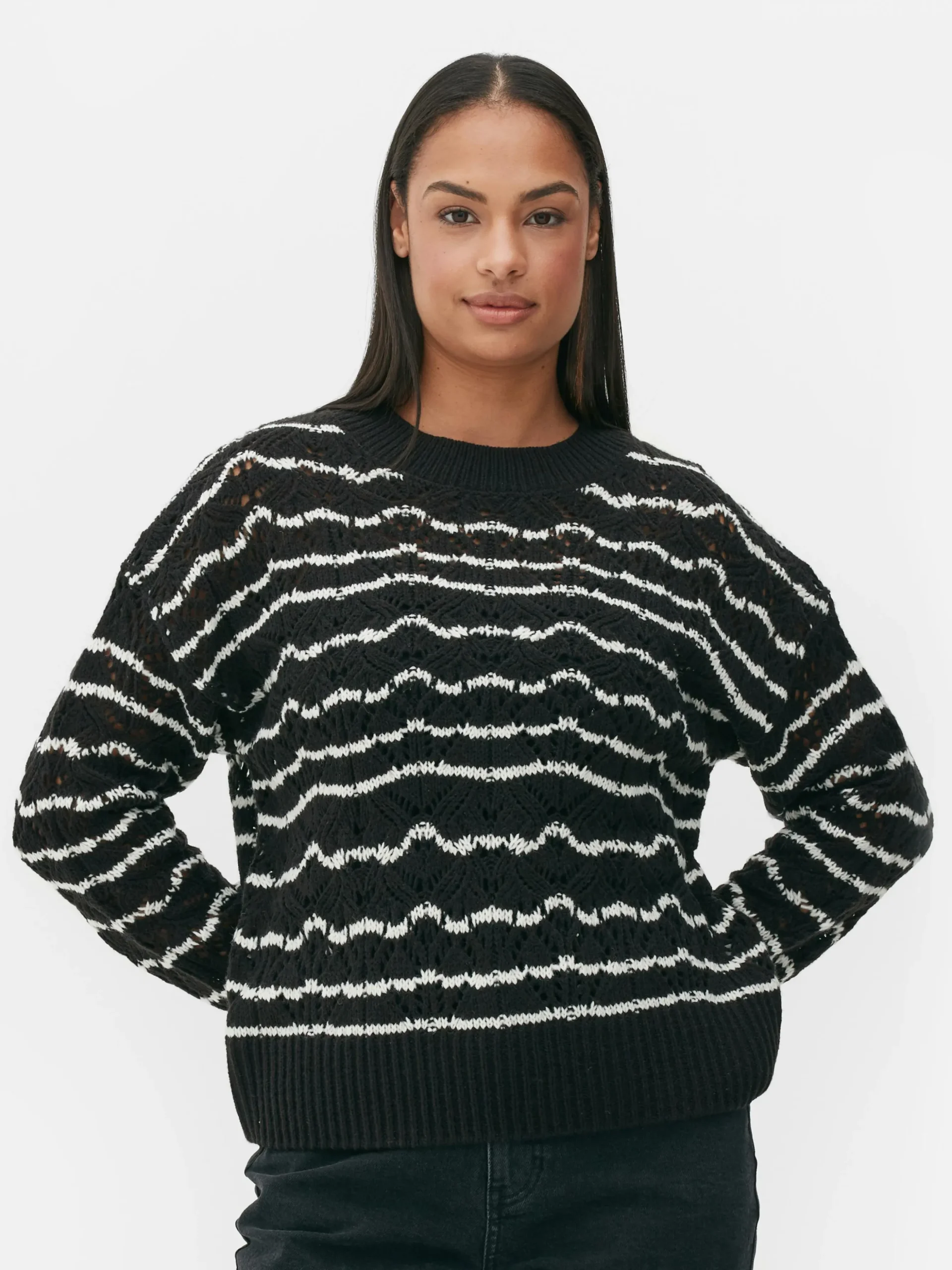 Jersey De Cuello Redondo Y Punto Abierto