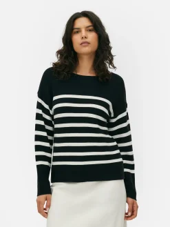 Jersey De Manga Larga Con Cuello Barco